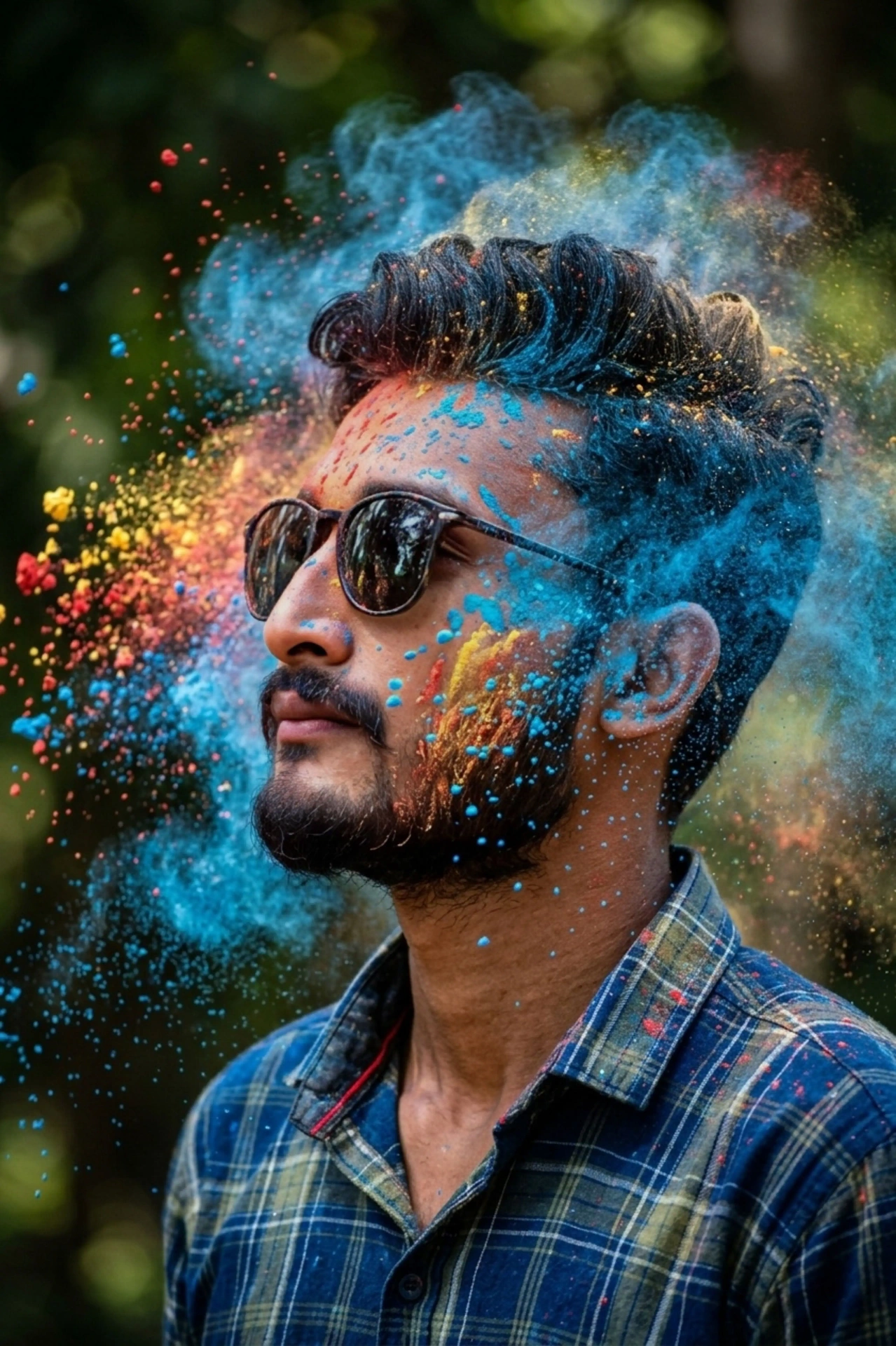 Subject rendered in layered spectral colour